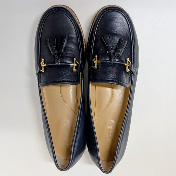 Talbots Laura Tassel Soft Nappa Loafers in Navy Blue & White - Picture 8 of 16